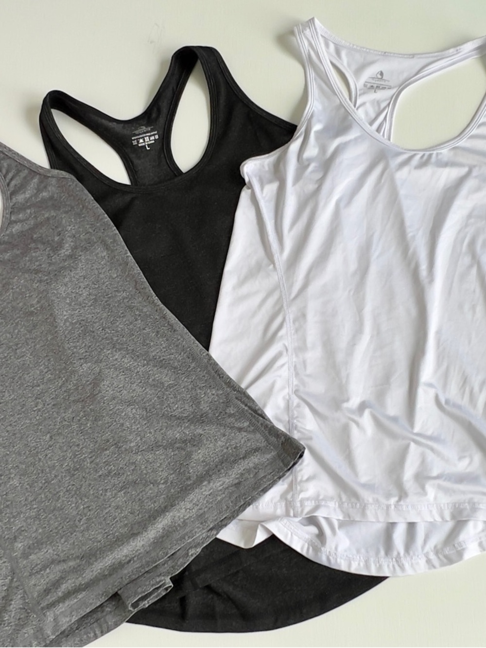 Women's Racerback Tank Tops- White, Gray, Black - Picture 3 of 3
